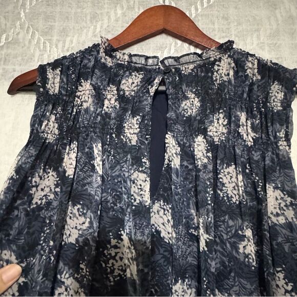 Joie Sleeveless High Neck Dark Blue Floral Mini Dress - Picture 7 of 8